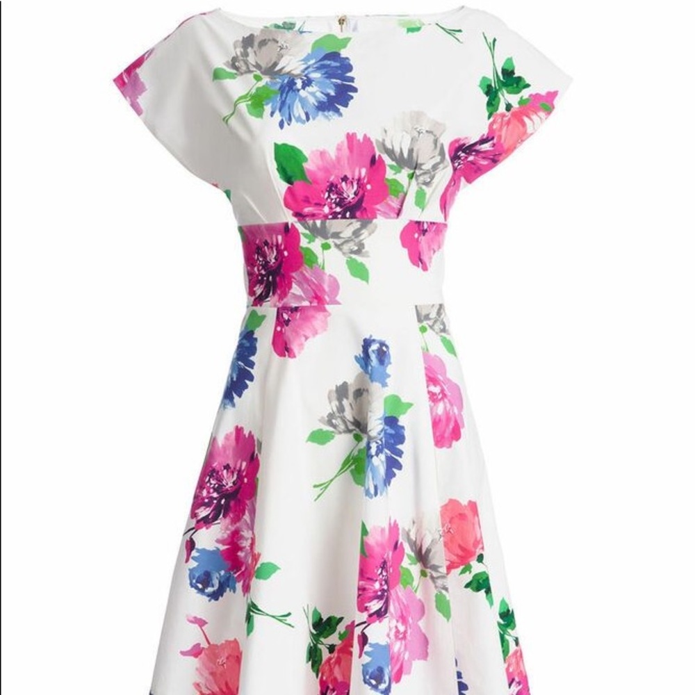 Kate Spade blooms fit and flare boat neck dress